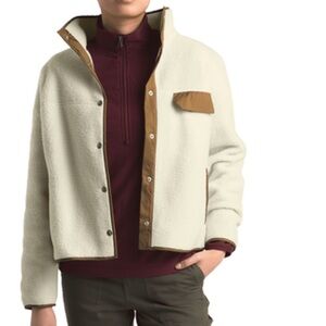 The North Face Cream and Brown Teddy Jacket